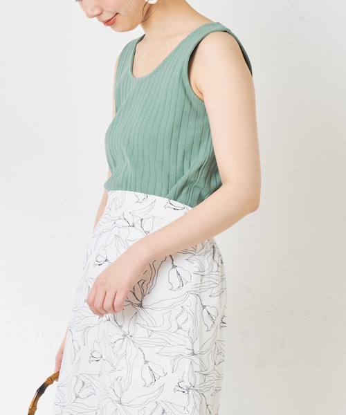 natural couture（ナチュラルクチュール）の「２ＷＡＹワイドリブタンク（タンクトップ・レディース・ブラック/ブラウン/オフホワイト/グリーン/ミント・FREE）」の5枚目の写真