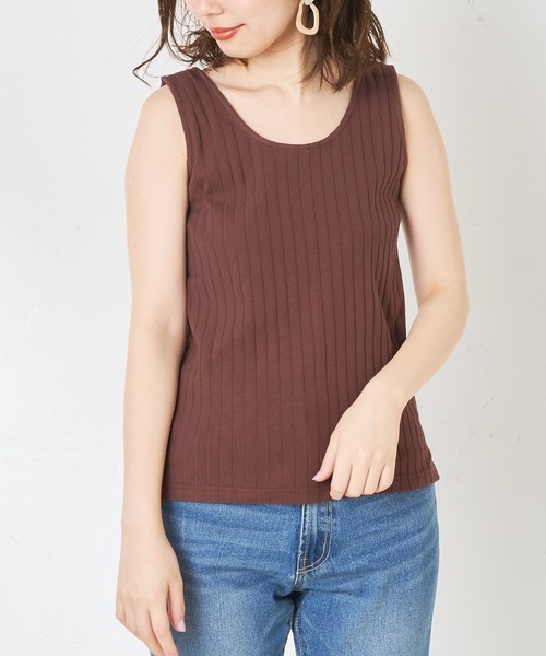 natural couture（ナチュラルクチュール）の「２ＷＡＹワイドリブタンク（タンクトップ・レディース・ブラック/ブラウン/オフホワイト/グリーン/ミント・FREE）」の12枚目の写真