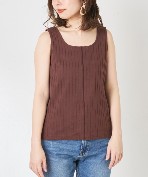 natural couture（ナチュラルクチュール）の「２ＷＡＹワイドリブタンク（タンクトップ・レディース・ブラック/ブラウン/オフホワイト/グリーン/ミント・FREE）」の19枚目の写真