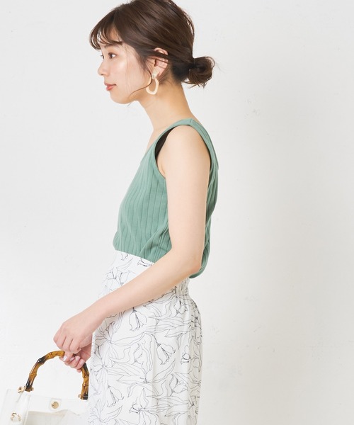 natural couture（ナチュラルクチュール）の「２ＷＡＹワイドリブタンク（タンクトップ・レディース・ブラック/ブラウン/オフホワイト/グリーン/ミント・FREE）」の6枚目の写真