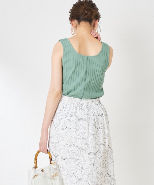natural couture（ナチュラルクチュール）の「２ＷＡＹワイドリブタンク（タンクトップ・レディース・ブラック/ブラウン/オフホワイト/グリーン/ミント・FREE）」の8枚目の写真