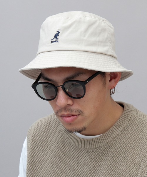 KANGOL（カンゴール）の「【 KANGOL / カンゴール 】 ウォッシュド キャンバス バケットハット（ハット・メンズ・ホワイト/ブラック/ベージュ・L）」の3枚目の写真