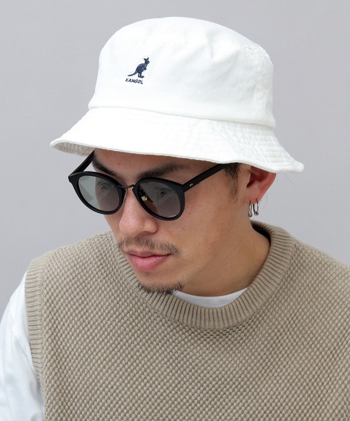 KANGOL（カンゴール）の「【 KANGOL / カンゴール 】 ウォッシュド キャンバス バケットハット（ハット・メンズ・ホワイト/ブラック/ベージュ・L）」の8枚目の写真