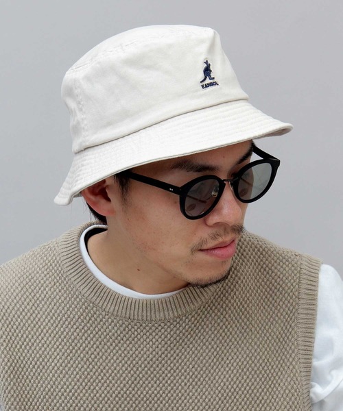 KANGOL（カンゴール）の「【 KANGOL / カンゴール 】 ウォッシュド キャンバス バケットハット（ハット・メンズ・ホワイト/ブラック/ベージュ・L）」の4枚目の写真