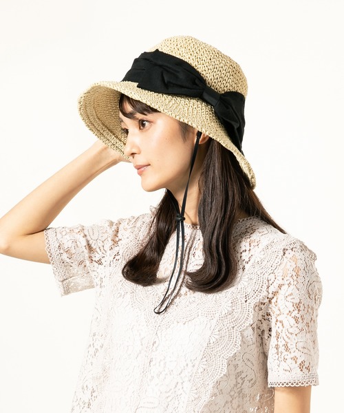 QUEENHEAD(クイーンヘッド)の「紐付き手編みストローハット(ハット・レディース・ホワイト/ブラック/ネイビー・X-LARGE/FREE/XX-LARGE)」の8枚目の写真
