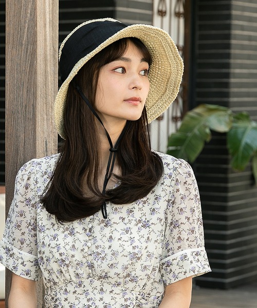 QUEENHEAD(クイーンヘッド)の「紐付き手編みストローハット(ハット・レディース・ホワイト/ブラック/ネイビー・X-LARGE/FREE/XX-LARGE)」の17枚目の写真