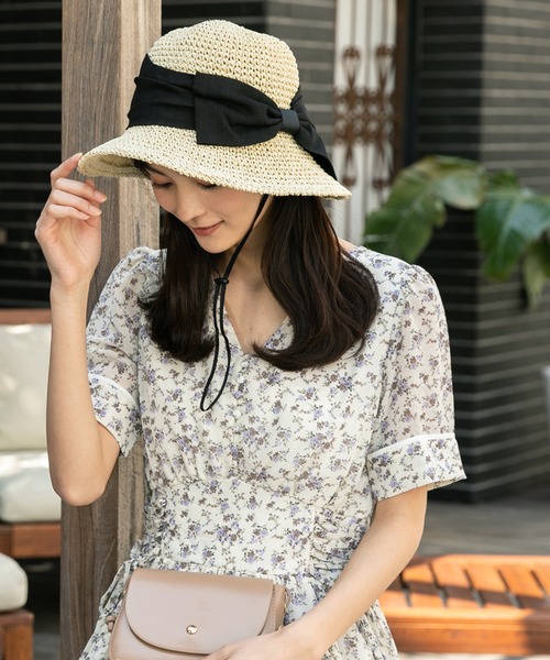 QUEENHEAD(クイーンヘッド)の「紐付き手編みストローハット(ハット・レディース・ホワイト/ブラック/ネイビー・X-LARGE/FREE/XX-LARGE)」の16枚目の写真