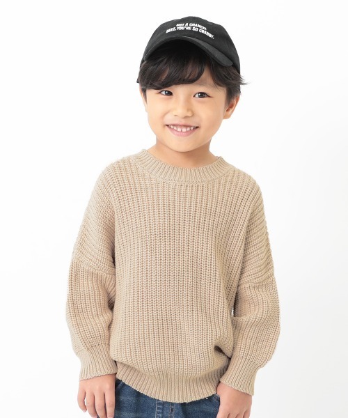 devirock（デビロック）の「畦編みBIGニット（ニット/セーター・キッズ・ベージュ/アイボリー/モカ/ブルー/グリーン系その他/パープル系その他・120cm/140cm/110cm/100cm/160cm/130cm/150cm）」の2枚目の写真