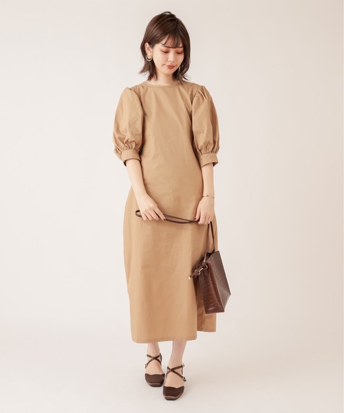 natural couture（ナチュラルクチュール）の「【ZOZO限定】バックリボンボリューム袖ワンピース（ワンピース・レディース・ブラック/グリーン/イエロー/キャメル・FREE）」の16枚目の写真