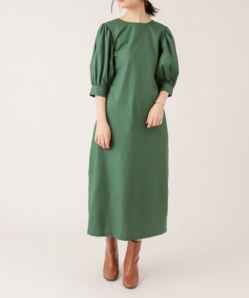 natural couture（ナチュラルクチュール）の「【ZOZO限定】バックリボンボリューム袖ワンピース（ワンピース・レディース・ブラック/グリーン/イエロー/キャメル・FREE）」の17枚目の写真