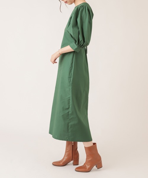natural couture（ナチュラルクチュール）の「【ZOZO限定】バックリボンボリューム袖ワンピース（ワンピース・レディース・ブラック/グリーン/イエロー/キャメル・FREE）」の18枚目の写真
