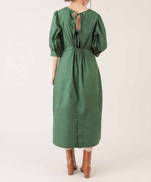 natural couture（ナチュラルクチュール）の「【ZOZO限定】バックリボンボリューム袖ワンピース（ワンピース・レディース・ブラック/グリーン/イエロー/キャメル・FREE）」の19枚目の写真