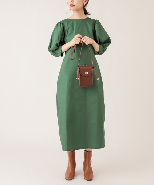 natural couture（ナチュラルクチュール）の「【ZOZO限定】バックリボンボリューム袖ワンピース（ワンピース・レディース・ブラック/グリーン/イエロー/キャメル・FREE）」の10枚目の写真