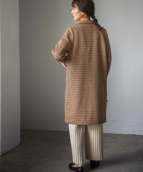 GeeRA(ジーラ)の「ウールライクチェックチェスターコート(その他アウター・レディース・ベージュ/グレー・MEDIUM/LARGE)」の10枚目の写真
