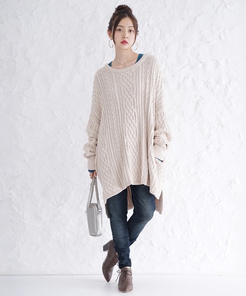 osharewalker(オシャレウォーカー)の「『レイヤード風ミリオンホット指穴ロンT』(Tシャツ/カットソー・レディース・アイボリー/バーガンディー/グレイッシュブルー/ダークグレー/ブラック・1/2/3)」の8枚目の写真