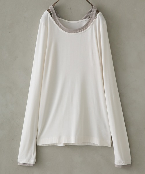 osharewalker(オシャレウォーカー)の「『レイヤード風ミリオンホット指穴ロンT』(Tシャツ/カットソー・レディース・アイボリー/バーガンディー/グレイッシュブルー/ダークグレー/ブラック・1/2/3)」の20枚目の写真