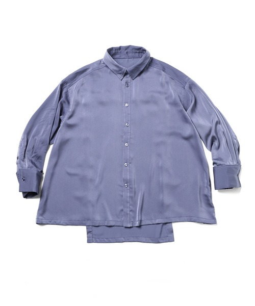 akuR(アクル)の「【akuR/2020AW】マルチwayサテンバックボタンシャツ(シャツ/ブラウス・レディース・ブルー/ネイビー/ホワイト・FREE)」の12枚目の写真