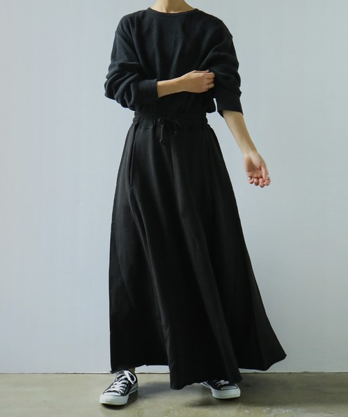 Fashion Letter(ファッションレター)の「裏毛スウェットフレアスカート ロング(スカート・レディース・ブラック/杢グレー/オートミール・M/LL/4L)」の19枚目の写真