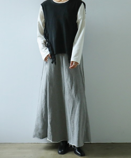 Fashion Letter(ファッションレター)の「裏毛スウェットフレアスカート ロング(スカート・レディース・ブラック/杢グレー/オートミール・M/LL/4L)」の12枚目の写真