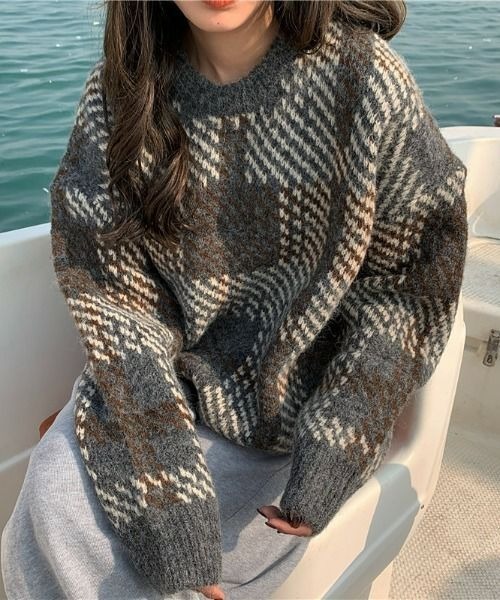 PICCIN（ピッチン）の「【WEB限定】マルチカラーオーバーサイズニット（ニット/セーター・レディース・グレー/オレンジ・M）」の2枚目の写真