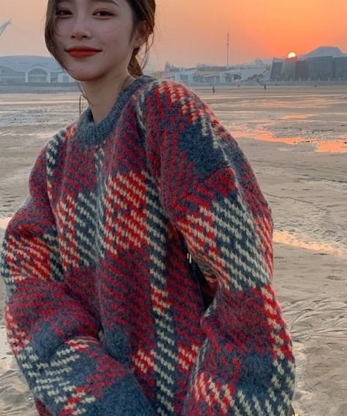 PICCIN（ピッチン）の「【WEB限定】マルチカラーオーバーサイズニット（ニット/セーター・レディース・グレー/オレンジ・M）」の17枚目の写真