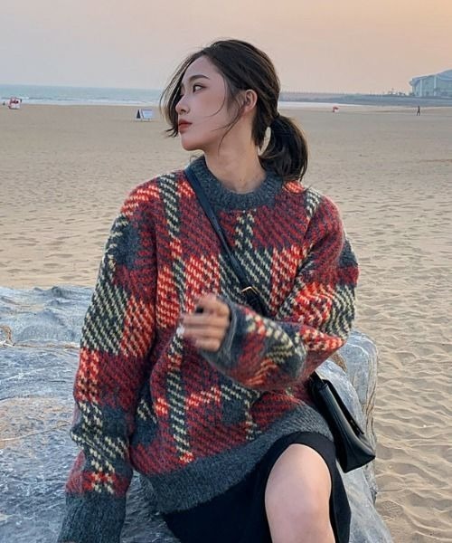 PICCIN（ピッチン）の「【WEB限定】マルチカラーオーバーサイズニット（ニット/セーター・レディース・グレー/オレンジ・M）」の19枚目の写真