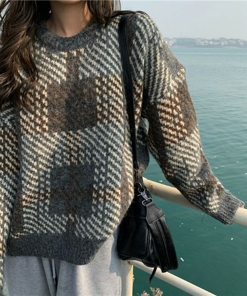 PICCIN（ピッチン）の「【WEB限定】マルチカラーオーバーサイズニット（ニット/セーター・レディース・グレー/オレンジ・M）」の5枚目の写真