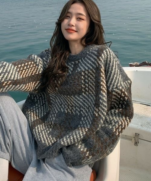 PICCIN（ピッチン）の「【WEB限定】マルチカラーオーバーサイズニット（ニット/セーター・レディース・グレー/オレンジ・M）」の9枚目の写真