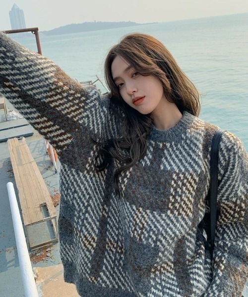 PICCIN（ピッチン）の「【WEB限定】マルチカラーオーバーサイズニット（ニット/セーター・レディース・グレー/オレンジ・M）」の12枚目の写真