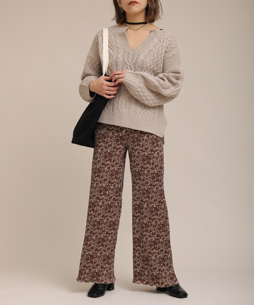 ap retro（アプレトロ）の「アート柄プリーツパンツ【ZOZO限定アイテム】（その他パンツ・レディース・ブラウン/イエロー・FREE）」の8枚目の写真