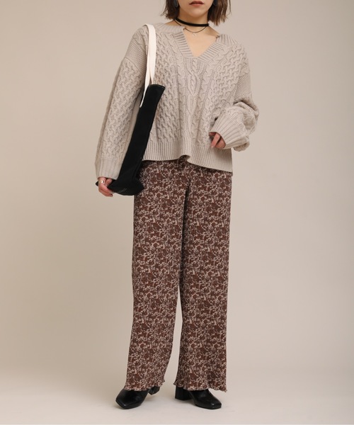 ap retro（アプレトロ）の「アート柄プリーツパンツ【ZOZO限定アイテム】（その他パンツ・レディース・ブラウン/イエロー・FREE）」の7枚目の写真