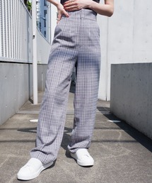 チェック柄ストレートパンツ