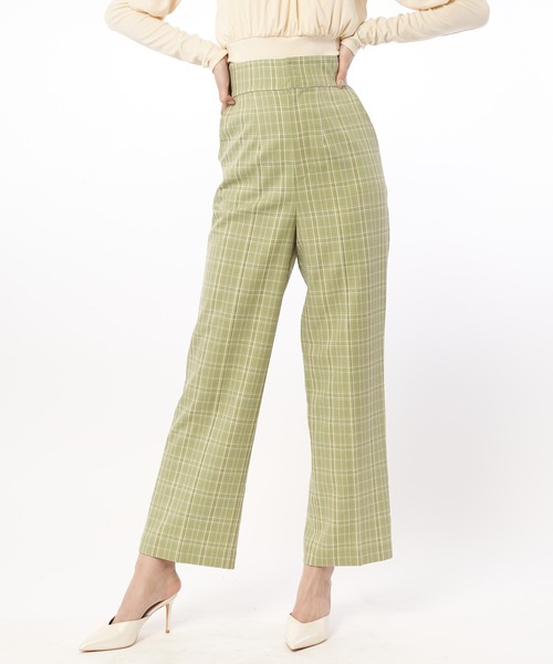 SPIRALGIRL（スパイラルガール）の「チェック柄ストレートパンツ（スラックス・レディース・グレー系その他/グリーン系その他・FREE）」の4枚目の写真