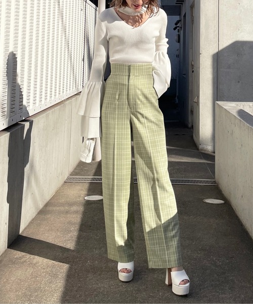 SPIRALGIRL（スパイラルガール）の「チェック柄ストレートパンツ（スラックス・レディース・グレー系その他/グリーン系その他・FREE）」の17枚目の写真
