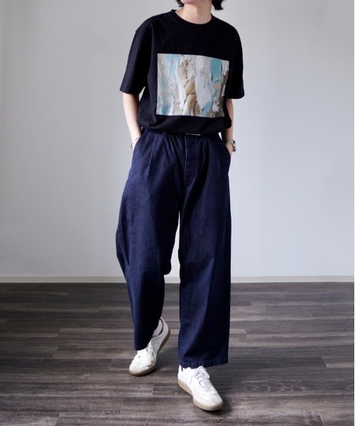 y/m by れぽすけ（イムバイレポスケ）の「フロントグラフィックTシャツ（Tシャツ/カットソー・メンズ・ホワイト/ブラック・MEDIUM/LARGE）」の5枚目の写真