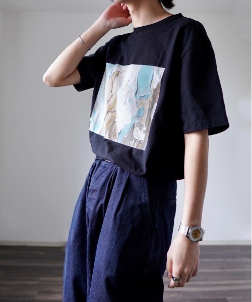 y/m by れぽすけ（イムバイレポスケ）の「フロントグラフィックTシャツ（Tシャツ/カットソー・メンズ・ホワイト/ブラック・MEDIUM/LARGE）」の6枚目の写真