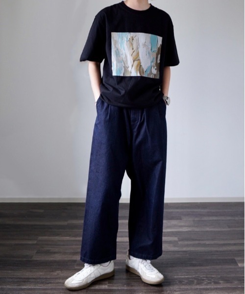 y/m by れぽすけ（イムバイレポスケ）の「フロントグラフィックTシャツ（Tシャツ/カットソー・メンズ・ホワイト/ブラック・MEDIUM/LARGE）」の8枚目の写真