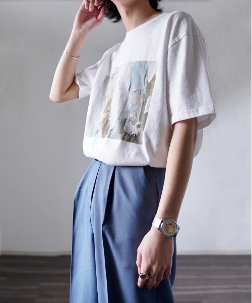 y/m by れぽすけ（イムバイレポスケ）の「フロントグラフィックTシャツ（Tシャツ/カットソー・メンズ・ホワイト/ブラック・MEDIUM/LARGE）」の21枚目の写真