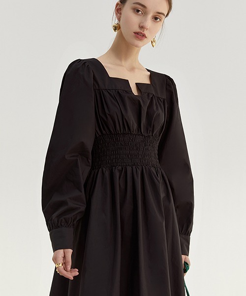 Fano Studios(ファノ ストゥディオズ)の「【Fano Studios】Key neck waist gather dress FC21L058(ワンピース・レディース・ブラック/グリーン/ライトブルー・S/M)」の2枚目の写真
