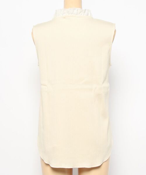 PUAL CE CIN（ピュアルセシン）の「オーガニックコットン襟フリルノースリーブ（タンクトップ・レディース・ナチュラル/スミクロ・FREE）」の3枚目の写真