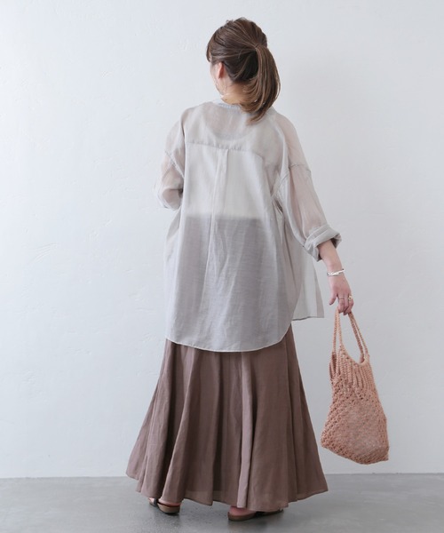 JOURNAL STANDARD（ジャーナルスタンダード）の「シアーリネンシックフレアスカート◆（スカート・レディース・グレー/ブラック/サックスブルー・36/38）」の4枚目の写真