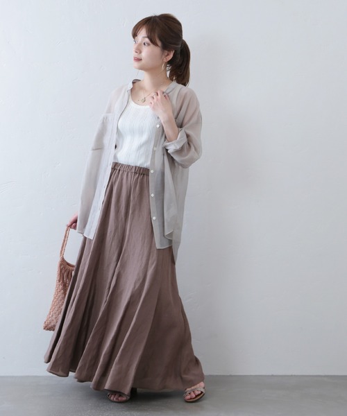 JOURNAL STANDARD（ジャーナルスタンダード）の「シアーリネンシックフレアスカート◆（スカート・レディース・グレー/ブラック/サックスブルー・36/38）」の13枚目の写真