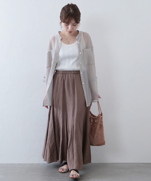 JOURNAL STANDARD（ジャーナルスタンダード）の「シアーリネンシックフレアスカート◆（スカート・レディース・グレー/ブラック/サックスブルー・36/38）」の22枚目の写真