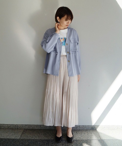 NICOLE white（ニコルホワイト）の「ウエストドロストブルゾン（ブルゾン・レディース・ライトグレー/ネイビー/サックスブルー・FREE）」の22枚目の写真