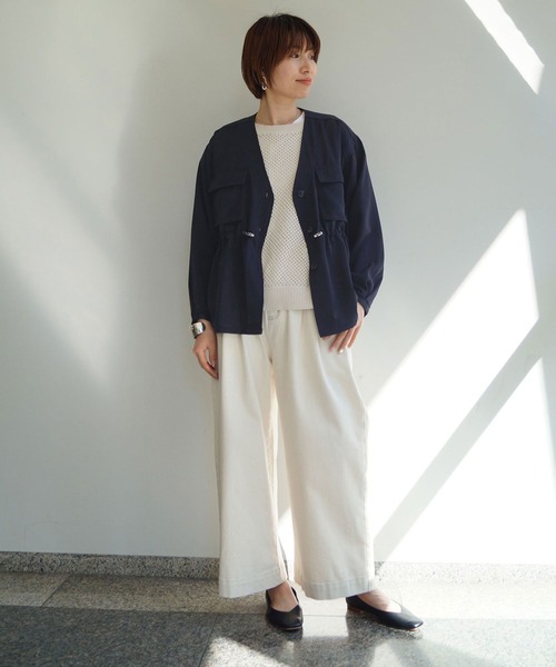 NICOLE white（ニコルホワイト）の「ウエストドロストブルゾン（ブルゾン・レディース・ライトグレー/ネイビー/サックスブルー・FREE）」の13枚目の写真