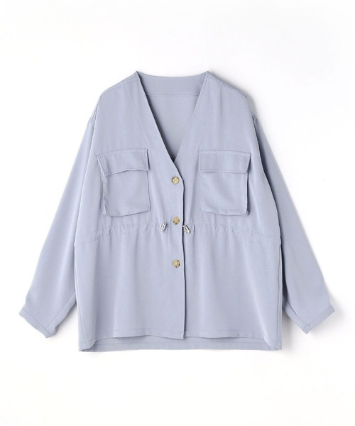 NICOLE white（ニコルホワイト）の「ウエストドロストブルゾン（ブルゾン・レディース・ライトグレー/ネイビー/サックスブルー・FREE）」の4枚目の写真