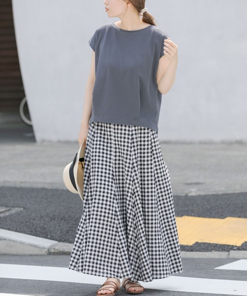 URBAN RESEARCH Sonny Label（アーバンリサーチサニーレーベル）の「UR TECH+抗菌リネン混セミマーメイドスカート（スカート・レディース・ネイビー/イエロー/チェック・38/36）」の9枚目の写真