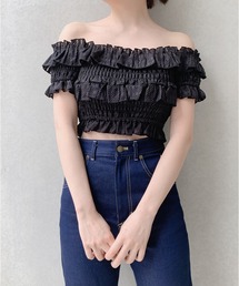 lilLilly | オーガンジーフリルオフショルトップス(シャツ/ブラウス)