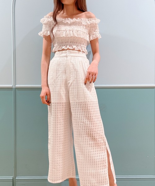 lilLilly（リルリリー）の「オーガンジーフリルオフショルトップス（シャツ/ブラウス・レディース・ホワイト/ブラック/ピンク・FREE）」の10枚目の写真