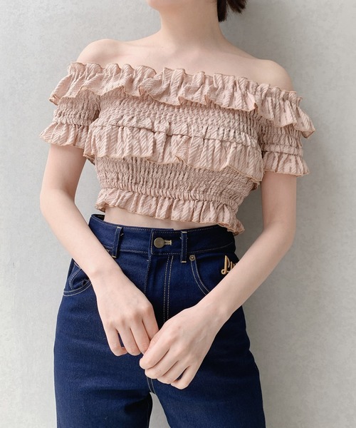 lilLilly（リルリリー）の「オーガンジーフリルオフショルトップス（シャツ/ブラウス・レディース・ホワイト/ブラック/ピンク・FREE）」の13枚目の写真